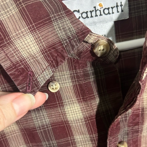 Carhartt Men's Plaid Cotton Long Sleeve Shirt Size XX-Large Brown Burgundy - Picture 8 of 12